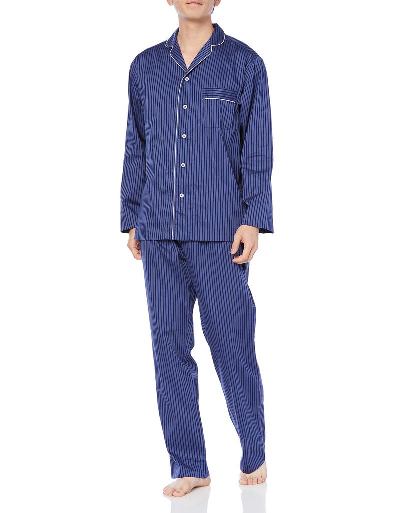 Gunze KaiminNavi Silke Lange Ermer og Størrelse M Søvnvennlig Pyjamas, Bukser, Silkeblandet Stoff, Herre, Blå,