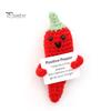 Knitted Vegetable Doll Positive Crocheted with Encouraging Card Emotional Support Handmade Knitting Fruit Animal Toy Decoration Kids Adults