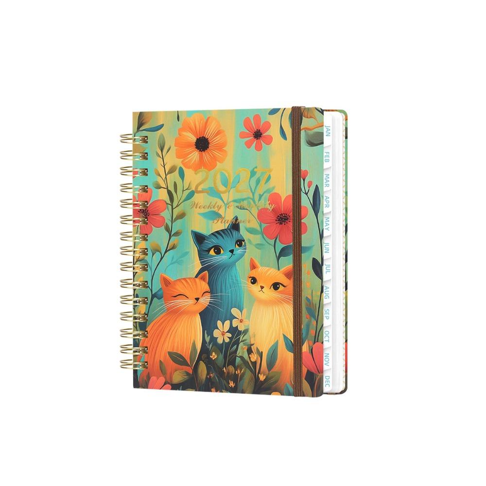 A5 Agenda Book Floral Pattern Daily Planner Book Portable 2027 Schedule Book  Students
