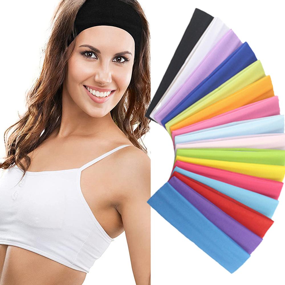 

Women Men Solid Running Fitness Yoga Hair Bands Gym Workout Stretch Headbands Summer Sweatband Spa Makeup Hair Accessories