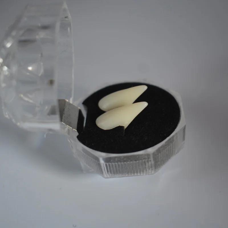 1 Paio Denti da Vampiro Zanne Protesi Oggetti di Scena Costume di Halloween Oggetti di Scena Denti Falsi Colla Solida Adesivo per Protesi Decorazione Festa di Halloween