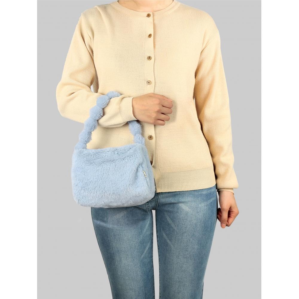 Daiso Cloud Handle Fur Tote Bag Blue