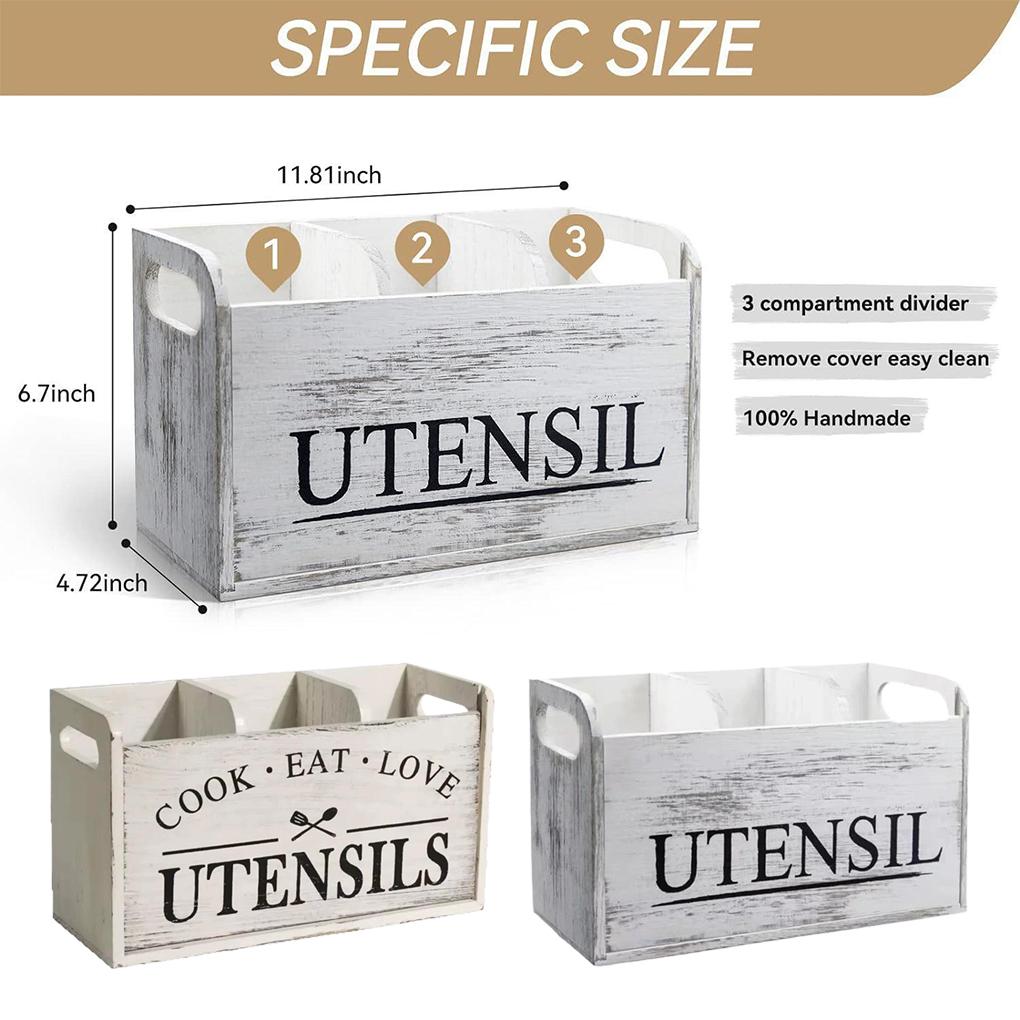 Boîte à Ustensiles en Bois pour Table Panier à Couverts Porte-Ustensiles de Table Porte-Serviettes de Cuisine Organisateur en Bois pour Couverts Fourchette Couteau Support