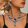 2026 Accessories Exaggerated Necklace Earrings Set Collarbone Chain Decorative Dress Accessories Vintage Fashion Colored Jewelry Women