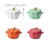 Pumpkin Ceramic Bowl with Lid 15oz Pumpkin Soup Bowl with Handle Pumpkin Decor Storage Jar for Home Thanksgiving Halloween Party