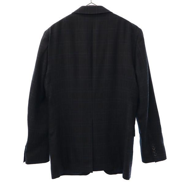 Durban wool Check Pattern tailored jacket Black x blue Men's Used