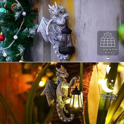 Light-up Dragon Tree Hugger Garden Dragon Statue with Solar Light Resin Medieval Fantasy Dragon Sculpture for Outdoor Yard Decor Dragon Lovers Gift