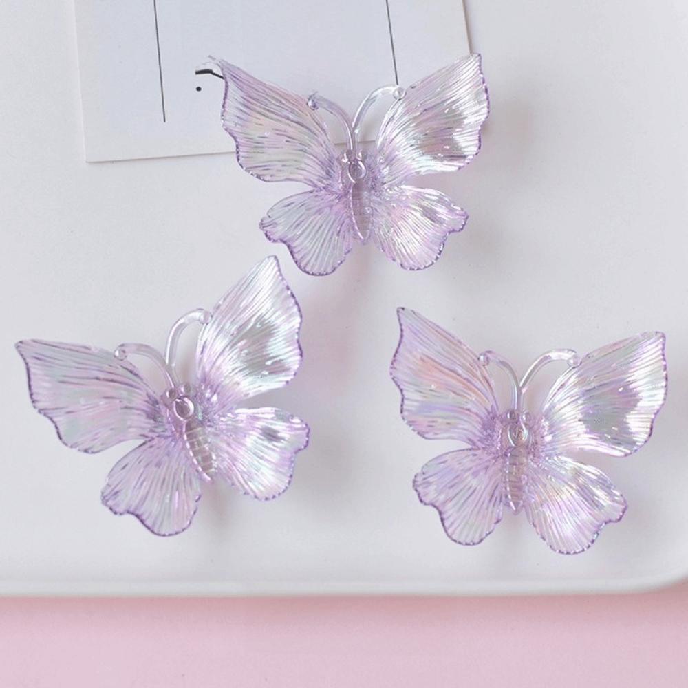 Transparent Colored Transparent Butterfly Accessories Acrylic Butterfly Beads  Jewelry Making