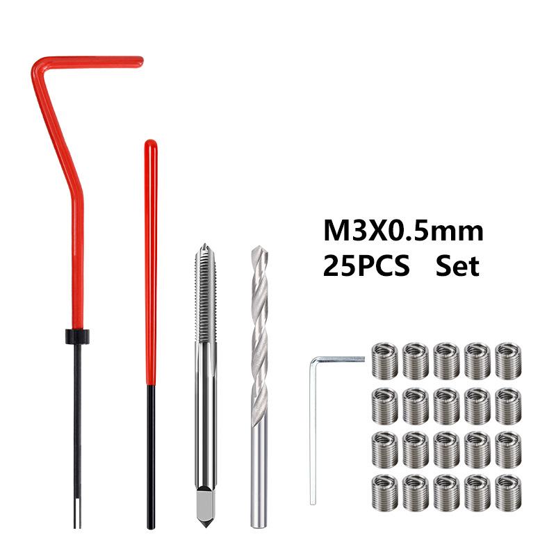 

25pcs Thread Repair Kit M3 M4 M5 M6 Screw Thread Inserts For Restoring Damaged Threads Repair Tools Drill Bit