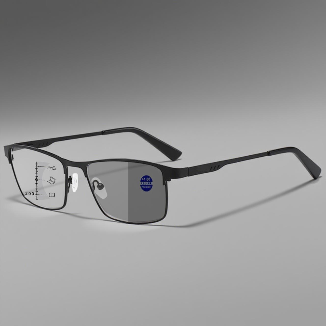 

Хромированные мультифокальные очки для чтения для мужчин, винтажный деловой стиль, квадратная оправа, пресбиопия, трендовые, UV400, очки для зрения вдаль 4.0