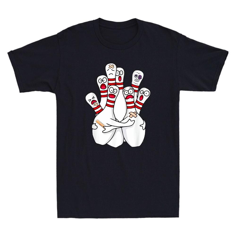 Cartoon Bowling Scared Bowling Pins Meme Funny Sport Bowler Gift Men s T-Shirt XXL