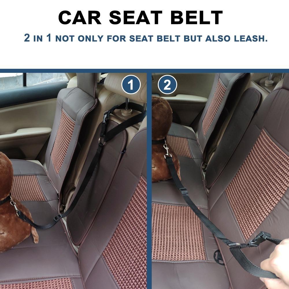 Cinturón de seguridad de coche para mascotas dos en uno, correa de plomo, cinturón de seguridad de asiento trasero, arnés ajustable para collar para perros y gatitos, accesorios para mascotas