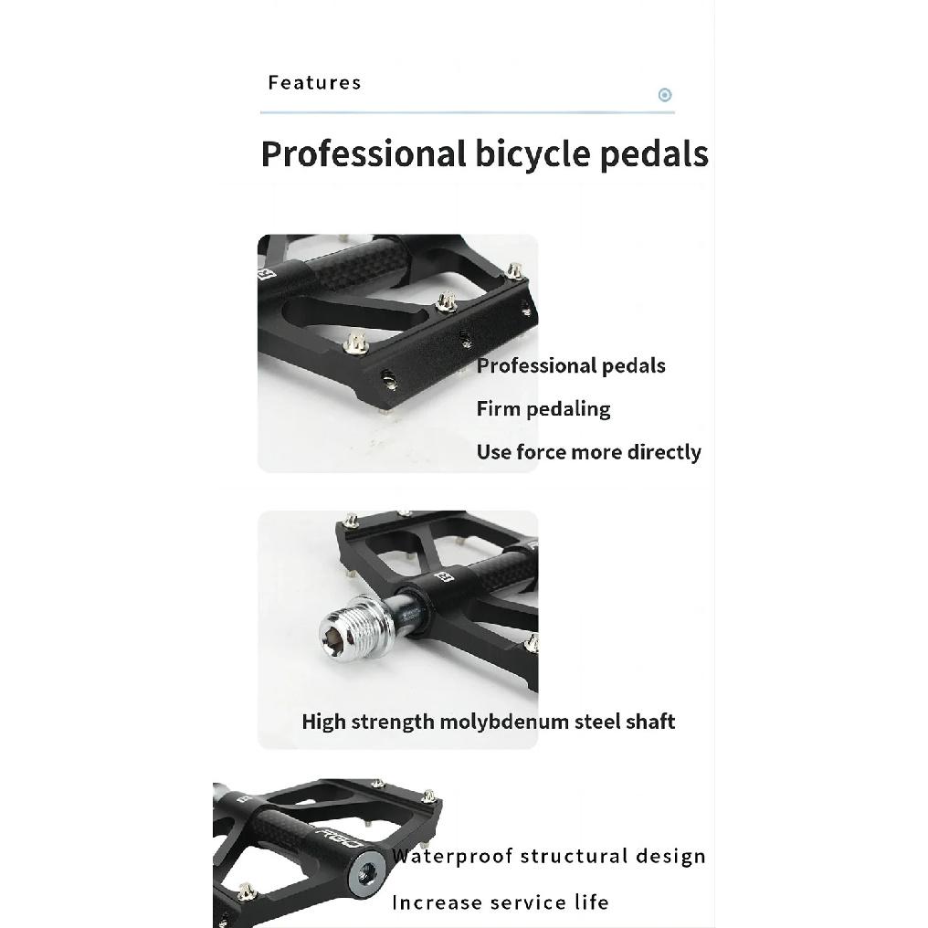 RGO Carbon Fiber Pedal Road Bicycle Pedal 3 Bearing Aluminum Alloy Anti-skid Mountain Bicycle Pedal Bicycle Accessories