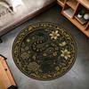 Mystischer Schlangen- und Blumen-Rundteppich – Gotischer Schwarz-Gold Boho-Teppich mit Himmlischen Sternen und Botanischen Motiven für das Wohnzimmer