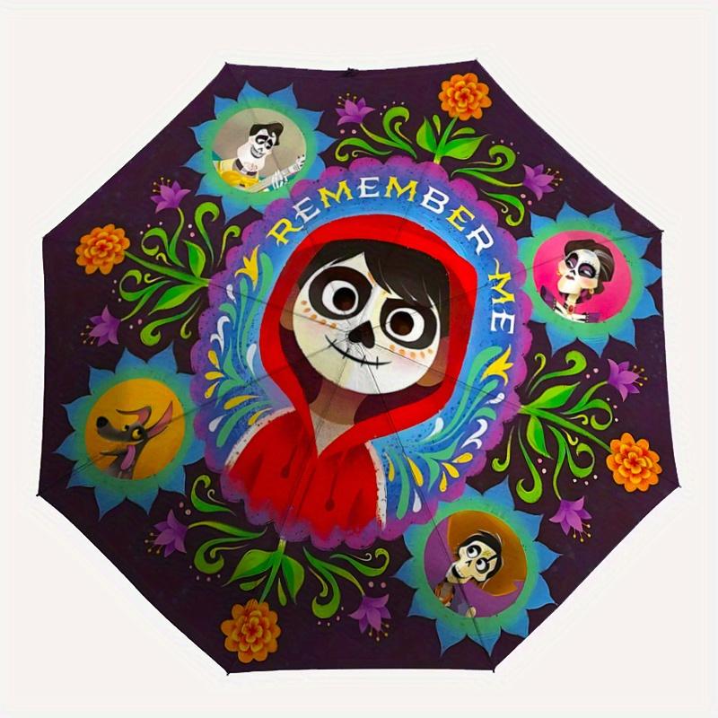 1pc Coco Miguel Design Cartoon Umbrella, Portable 3-Fold Compact Umbrella, Suitable for Camping, Hiking and Travel, Ideal Easter Birthday Gi