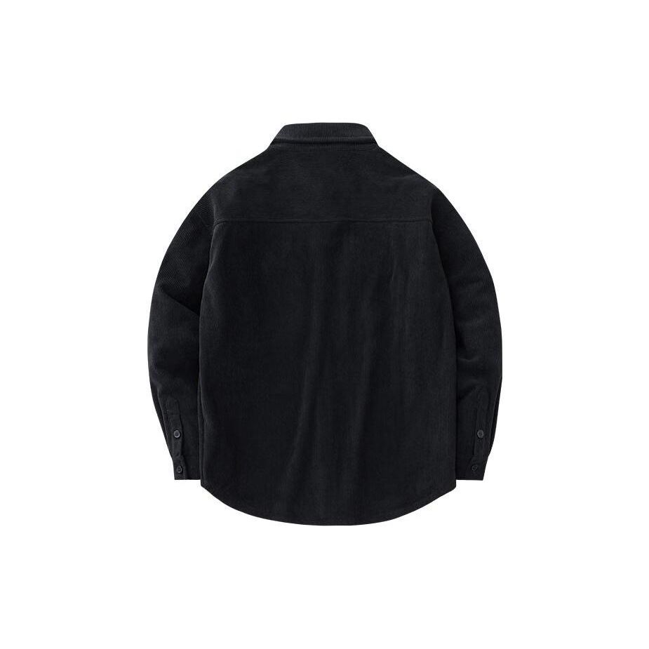 Anta Solid Color Single-Breasted Fleece Long Sleeve Shirt Unisex Shirts Black 172348101-3