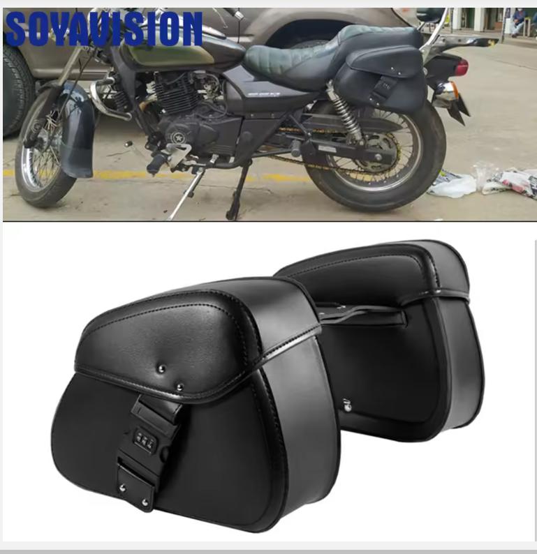 Password Lock Motorcycle Saddlebags Side Tool Storage Saddle Bags Universal for Harley Kawasaki Suzuki Yamaha Cruiser Bobber