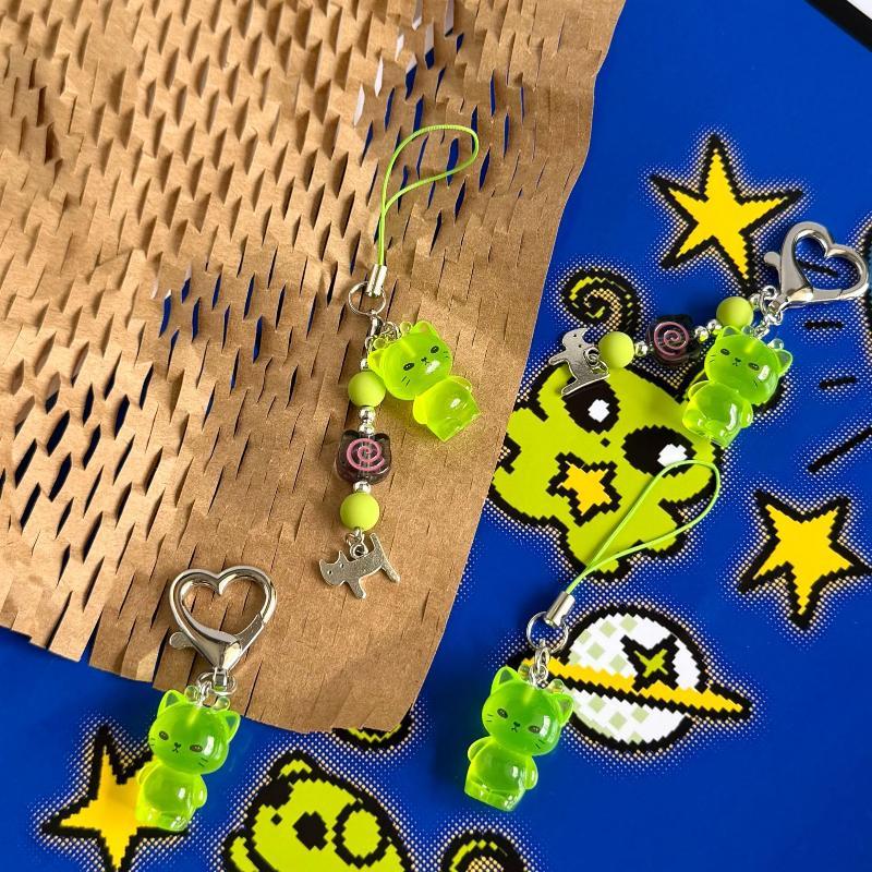 Portachiavi Creativo Luminoso Mini Gatto Alieno Brilla al Buio Per Cinturino del Telefono Ciondoli da Appendere allo Zaino Portachiavi Regali per Donne Uomini