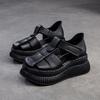 Fashion GKTINOO Woman Sandals Summer Wedge Sandals Casual Cutout Genuine Leather Women Shoes Female Ladies Platform Retro Sandalias