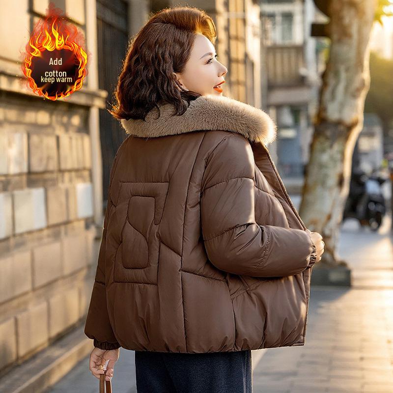 

Elegant Winter Down Cotton Jacket for Middle-Aged and Elderly Women 5XL (150-165 jin) кавовий