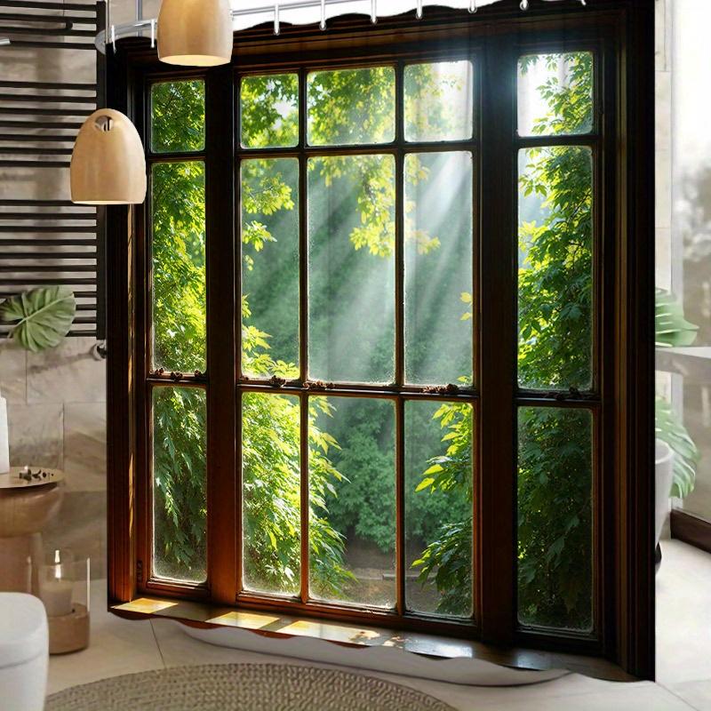 

Window View Shower Curtain Forest Greenery Sunlight Beam Nature Scene Waterproof Fabric Peaceful Bathroom Decor W60H190(CM)-1 Pcs