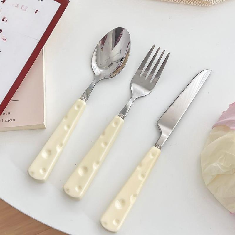 

Cute and Good-lookingCheeseWestern Cuisine Knives Forks SpoonsDessert Spoons Knives and Forks Set [Knife+Fork+Spoon]