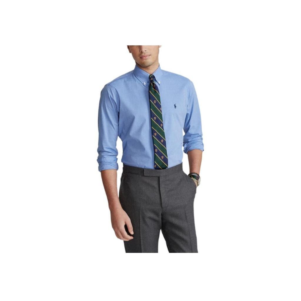 Polo Ralph Lauren Jednolite logo Polo Koszula z długim rękawem Męskie koszule Niebieski MNPOWOV16822602-400