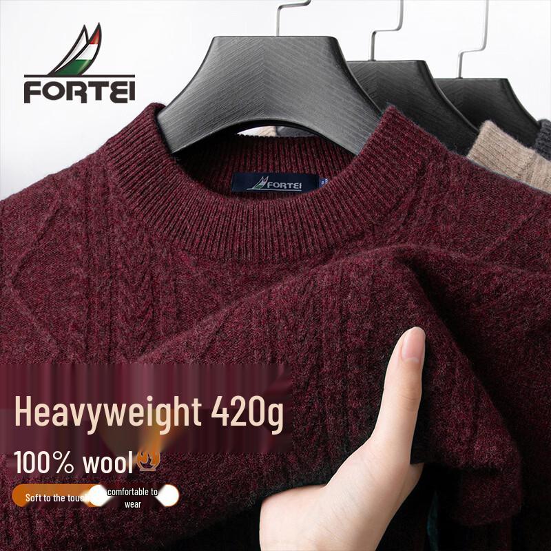 Men s Thick 100% Lamb Wool Round Neck Sweater 56