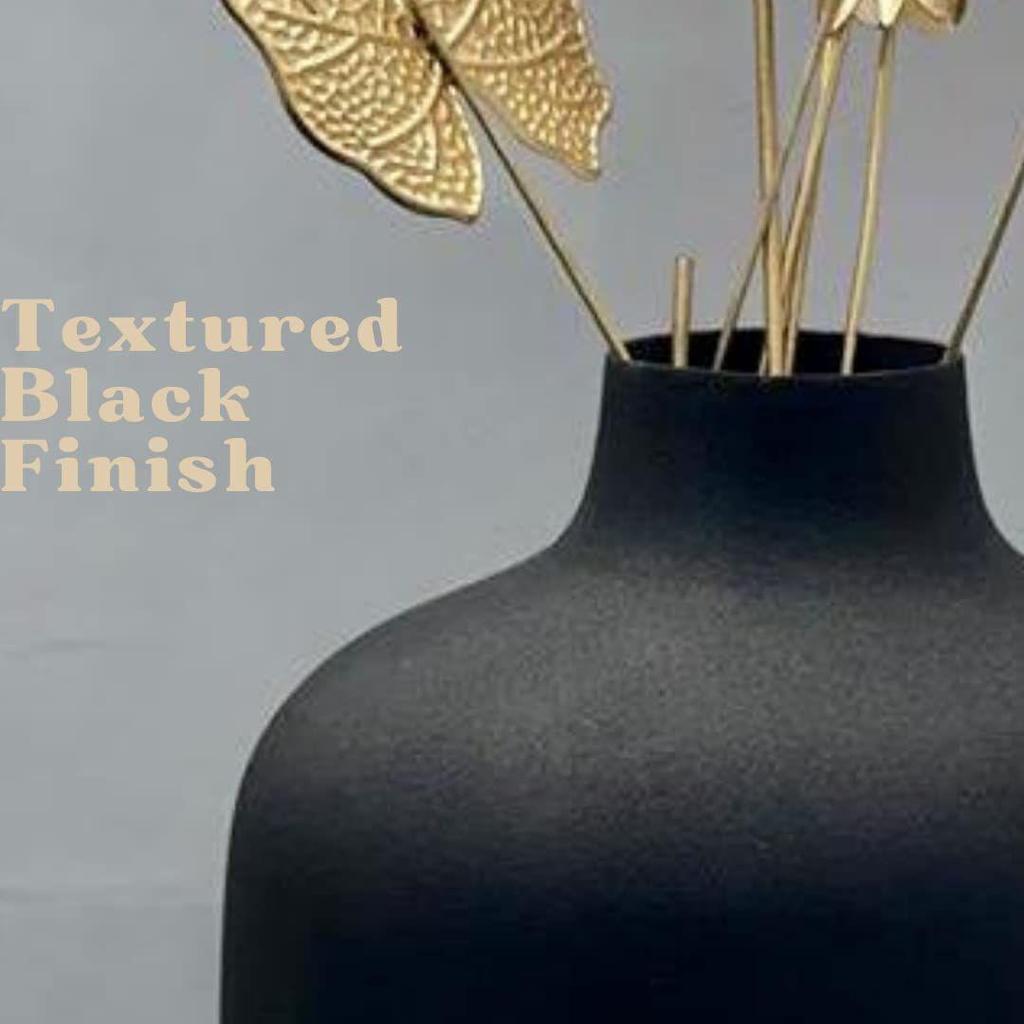 Metal Flower Vase for Home Decor and Living Room Vintage Decor Antique Decor and Vase for Home Décor |Textured Black (Medium)