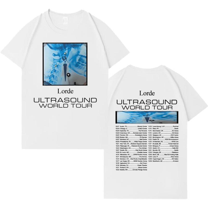 Singer Lorde Ultrasound World Tour Tee Men Women Hip Hop Tshirt Y2K Cotton Harajuku Tshrit High Street Pop Short Sleeve T Shirt