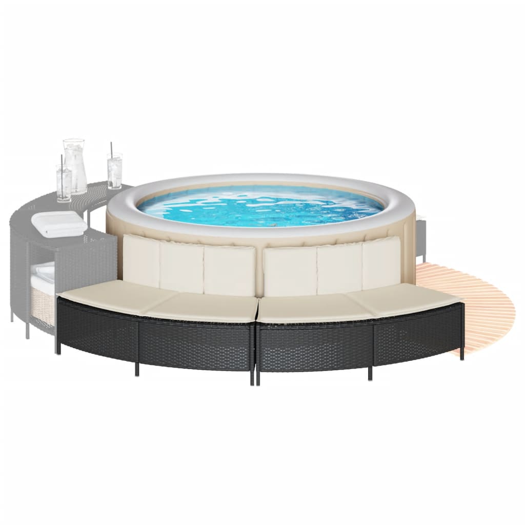 Vidaxl Bancos para Spa, con Cojines, 2 Piezas, Negros, Ratán Sintético