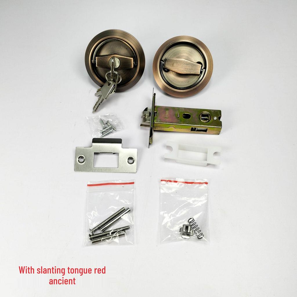 Stainless Steel Invisible Door Lock with Pull Ring, Single/Double-Sided Mounted Round Handle.