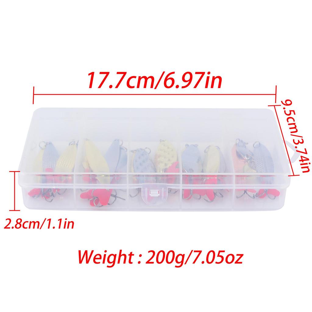 Cross 5-Compartment Sequin and Spoon Lure Set, 20-Piece Universal Fishing Bait Collection