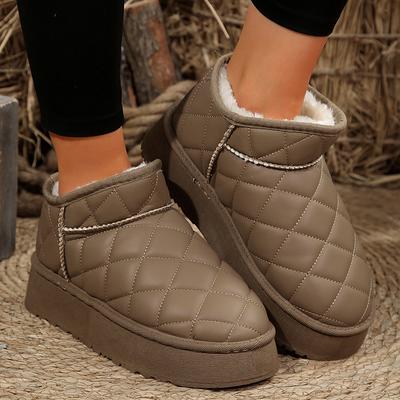 Winter Wasserdichte Plateau Schneestiefel Damen 2024 Rutschfest Dick Plüsch Knöchelstiefel Frau Bequem Dicke Sohle Baumwollgepolsterte Schuhe