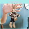 Adorable Houndstooth Bunny Plush Keychain Cute Stuffed Doll Fashion Toy