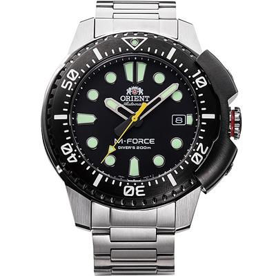 Uomo RN-AC0L01B (Band metal maschile M-FORCE Orient 70° anniversario) Orologio tondo analogico argento