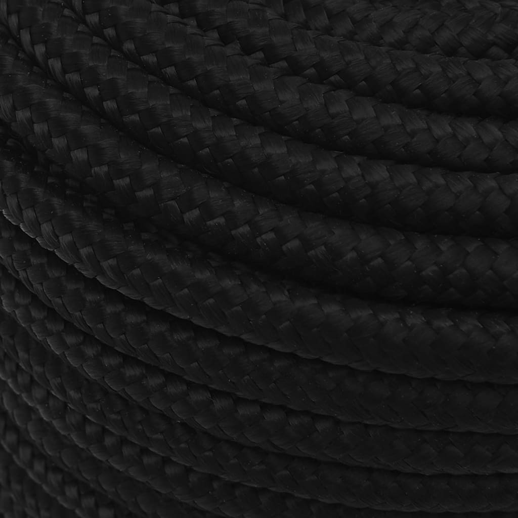 Vidaxl Linka Robocza, Czarna, 12 Mm, 100 M, Poliester