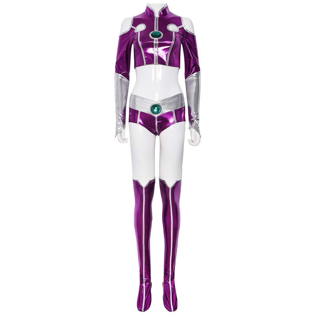 Anime Teen Titan Starfire Sexy Spandex Zentai Suit Purple Women Halloween Cosplay Costume Sexy Purple Bodysuit For Woman