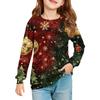 Christmas Day Girls' Long Sleeve Blouse - Round Neck Soft Waist Tunic