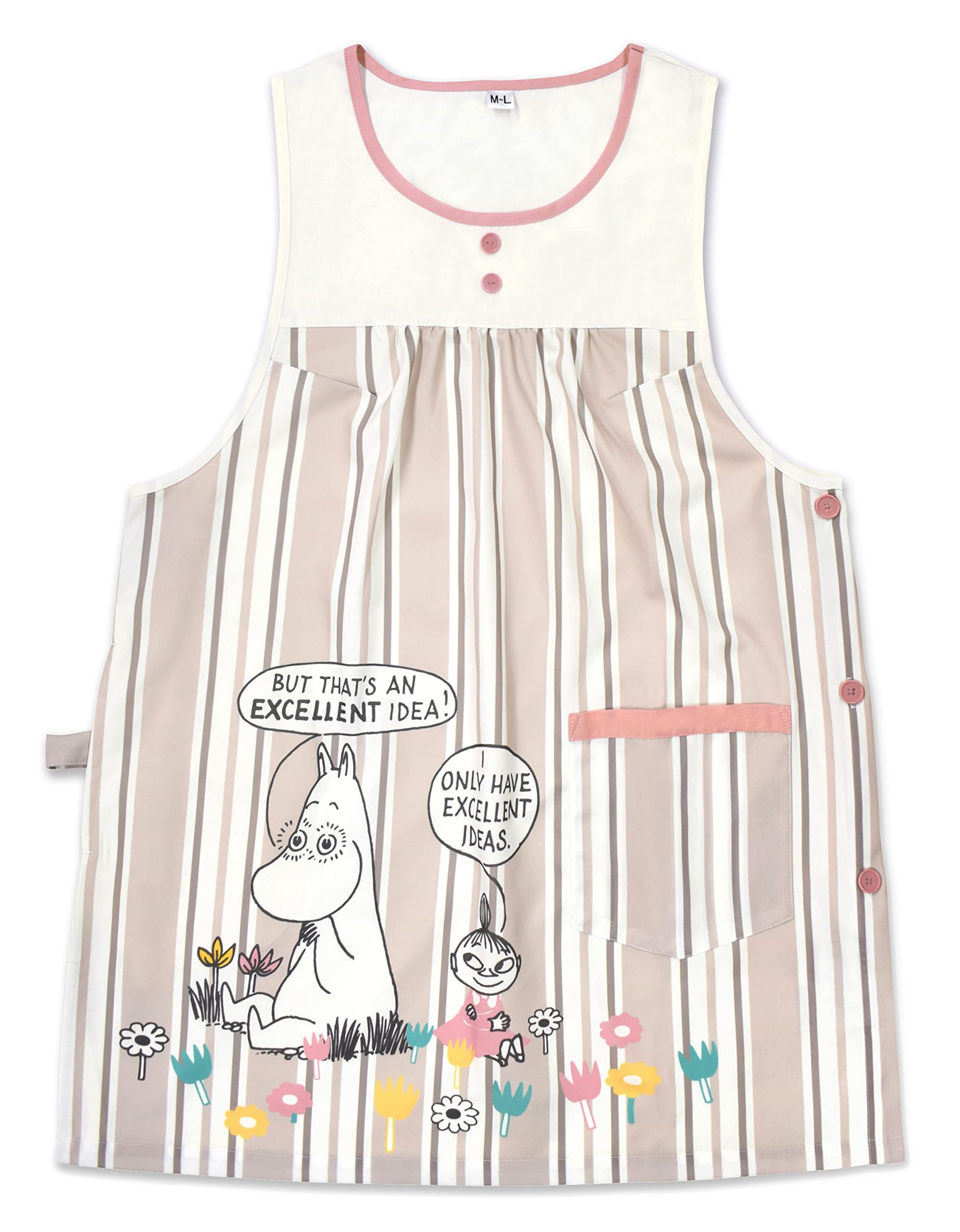 

Moomin Apron Greige Multi-stripe [ST-IM0058]