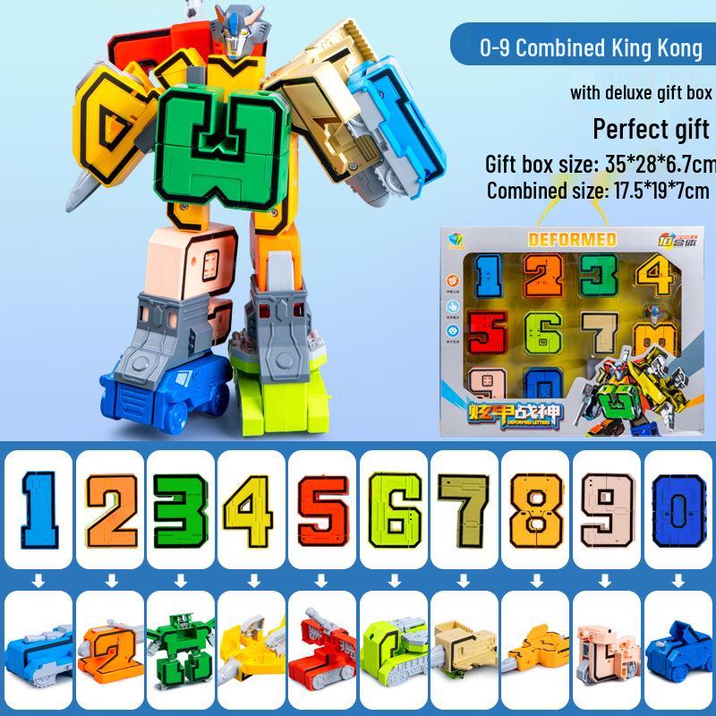 Number Transforming Robot Toy Set for Kids: 0-9 Educational Assembly for Elementary Students
