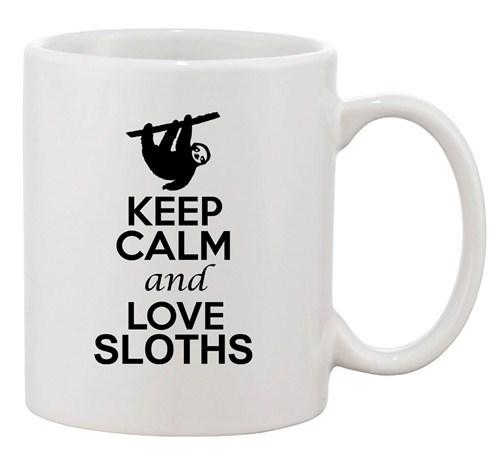 City Shirts Keep Calm And Love Sloths Animal Lover Ceramic White Coffee Mug Unisex T-Shirt S