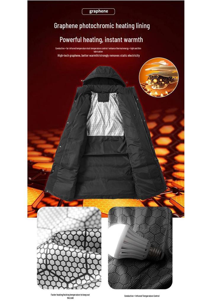 Neue nationale Norm 80 Daunenjacke aus weißer Entendaune: Unisex Kniehoher Winter-Trainingsmantel