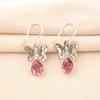Pink Tourmaline Gemstone 925 Sterling Silver Handmade Jewelry Drop Earrings 1.3" EE-155-6