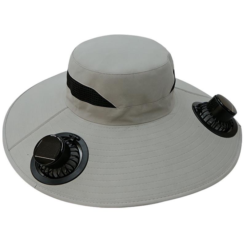 Solar-Powered Wide-Brim Hat with Fan & Face Shield for Outdoor Cycling, Fishing & Sun Protection