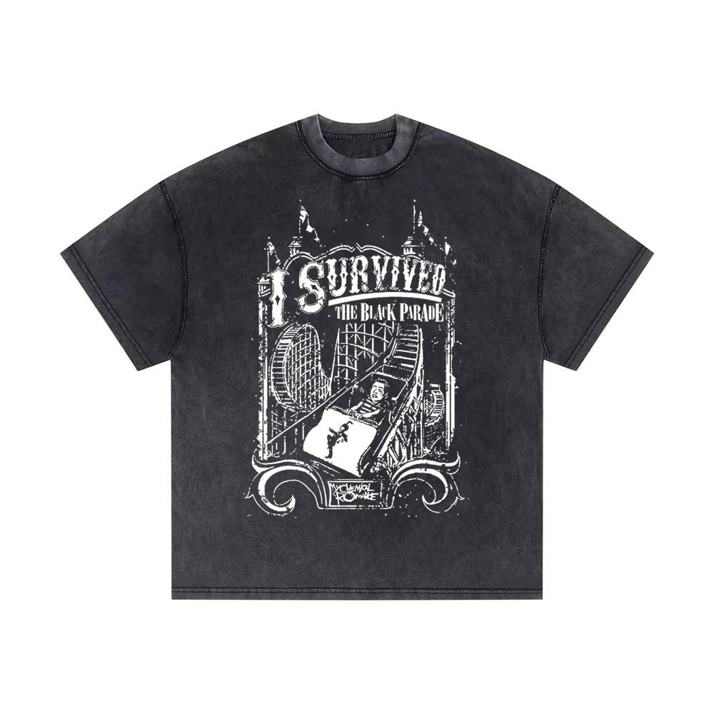 New Arrival Unisexs Clothes Tee Shirt Homme TShirts Unisex Washed Vintage Rock Band My Chemical RoUnisexce The Black Parade Tour S