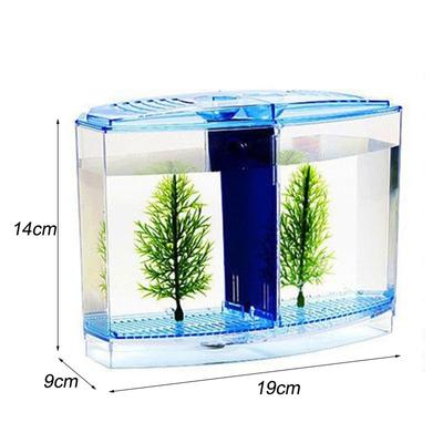 Große Kampffischbox mit zwei Fächern, Öko-Rumble-Fischaquarium, Mini-Aquarium, Kunststoff-Isolationsbox, Zuchtbox