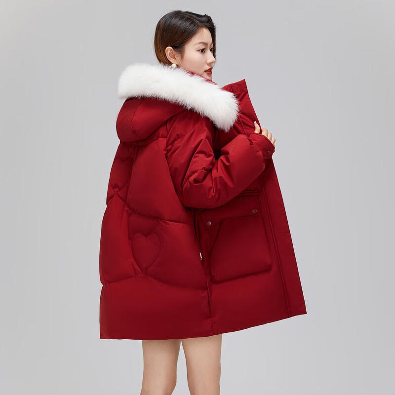 Xuezhongfei Women's Short Hooded Fur Collar Winter Down Jacket
