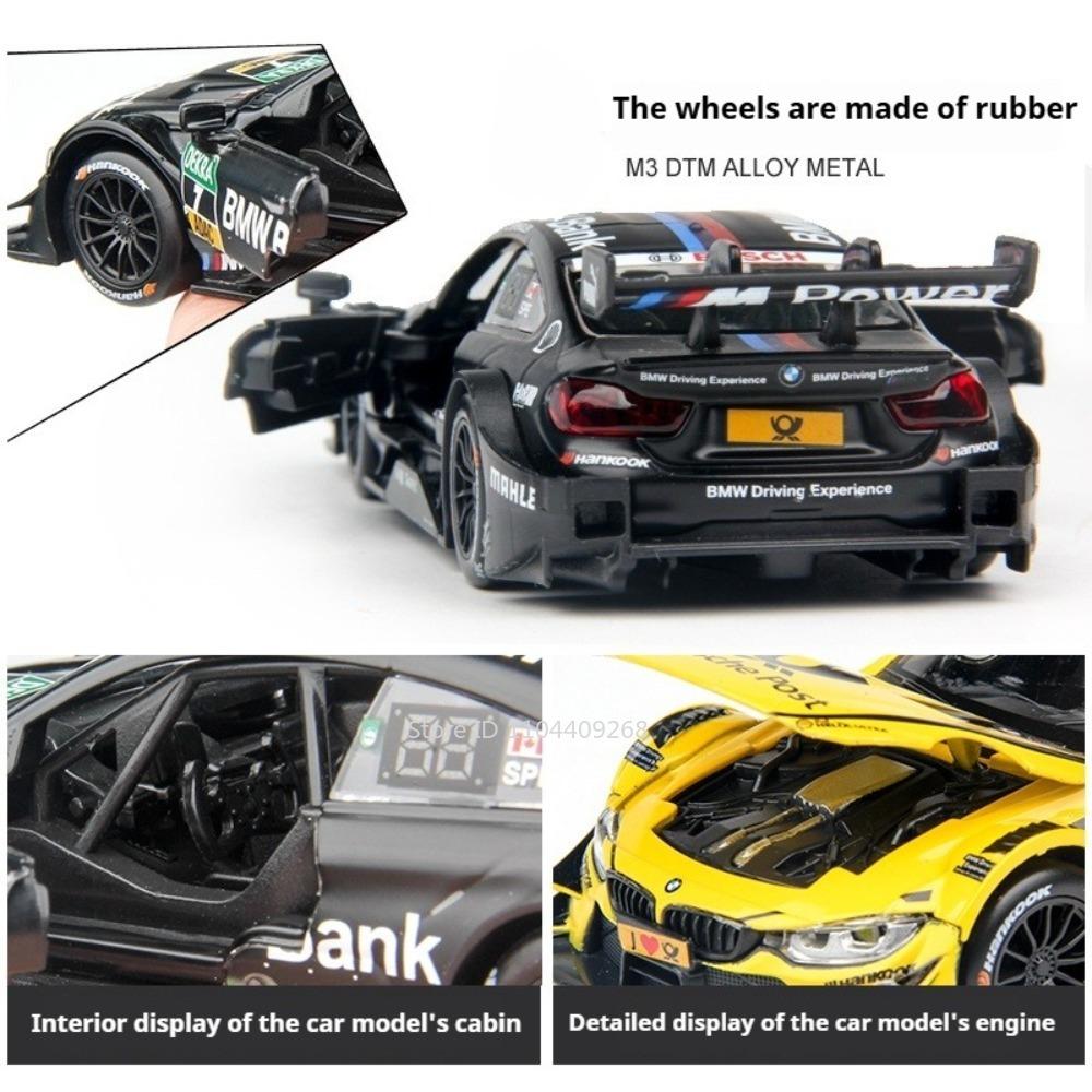 AAAOM1 1:32 Scale BMW M4 DTM Car Model Toy Doors Opened Metal Diecast Music Light Pull Back Racing Cars Models Toys Kids Hobby Gifts