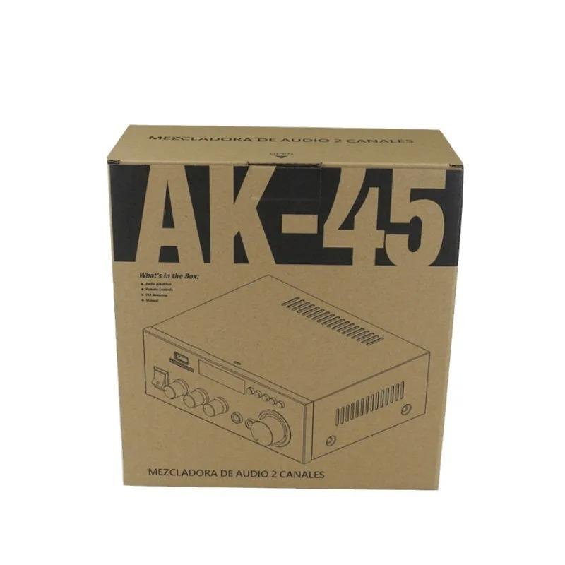 AK45 2-Kanal Bluetooth Stereo-Verstärker mit USB SD AUX FM-Eingang LCD-Display Mikrofon-Eingang Fernbedienung